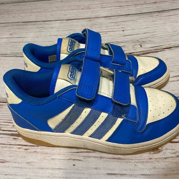 Adidas Break Start Big Kids Size 2 Sneakers Shoes Blue Bird Boys Velcro Straps - Picture 3 of 11